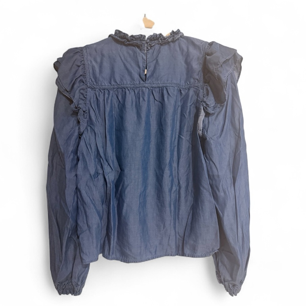 Long Sleeve Ruffle Tencel Top - Picture 2 of 3